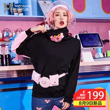 玛玛绨高领卫衣2018秋季新款女长袖慵懒风韩版宽松粉红豹港味上衣图片