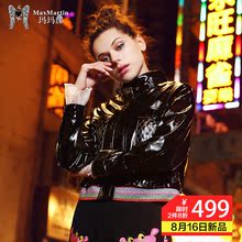 玛玛绨2018秋冬新款时尚亮面朋克机车外套修身显瘦帅气短款夹克潮图片