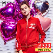 玛玛绨2018新款早秋红色短外套女韩版修身显瘦港风潮棒球服夹克衫图片