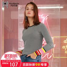 玛玛绨2018新款时尚百搭针织衫女圆领长袖毛衣修身显瘦春秋打底衫图片
