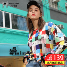 玛玛绨2018秋装新款潮牌时尚字母印花长袖上衣修身酷卫衣女薄款图片