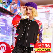 玛玛绨2018冬季新款潮牌时尚小夹克女短款短韩版修身长袖外套图片