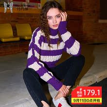 玛玛绨条纹针织衫女秋冬2018新款韩版高领长袖修身显瘦打底外套潮图片