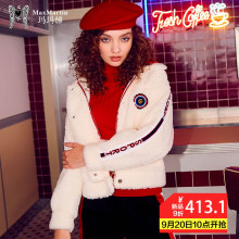 玛玛绨白色抓绒短外套女秋冬2018新款韩版连帽拉链保暖时尚开衫潮图片