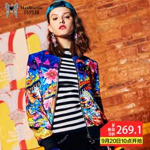玛玛绨印花图案短外套女秋冬2018新款韩版修身显瘦减龄时尚夹克潮图片