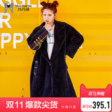 玛玛绨2018冬装新款韩版流行格子毛呢外套女中长款宽松呢子大衣潮图片