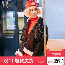 玛玛绨2018秋冬新款卡通韩版印花牛仔短款外套女加厚工装潮流棉衣图片