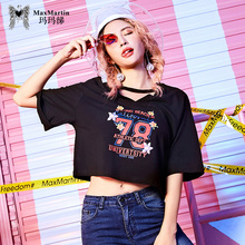 玛玛绨2018夏装新款hiphop上衣港味潮人同款短款ins超火短袖t恤女图片