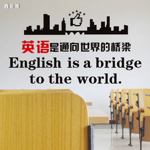 英语教室墙贴纸英文培训辅导班学校装饰文化墙布置通向世界的桥梁