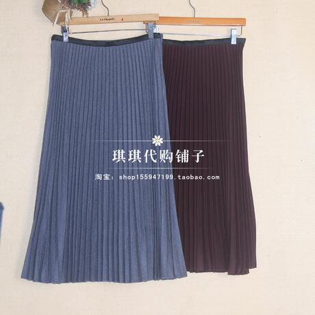 拉夏贝尔国内专柜代购2017秋冬装新款百褶中长款半身裙女30074276商品大图