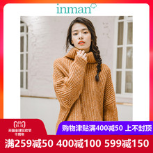 茵曼旗舰店高领加厚宽松蝙蝠袖套头毛衣女2018冬装新款针织衫上衣图片