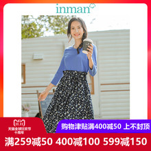 茵曼旗舰店碎花收腰显瘦七分袖A字连衣裙女裙2018冬装新款中长裙图片
