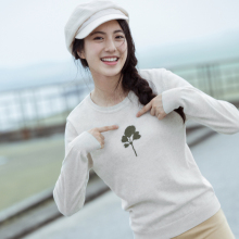 茵曼旗舰店2018秋季新款棉提花圆领长袖针织衫上衣女装打底衫毛衣图片