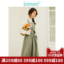 inman茵曼旗舰店蝴蝶结绑带无袖连衣裙女2018秋装新款打底裙长裙图片