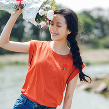 茵曼旗舰店无袖上衣女背心夏装2018新款t恤女宽松短款打底衫半袖图片