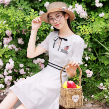 西子小荷裙子夏女2018新款韩版显瘦学生小清新中长款连衣裙少女图片
