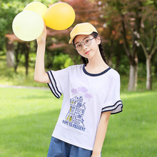 西子小荷女生酷酷的衣服t恤2018新款夏韩版学生潮流嘻哈短袖少女图片