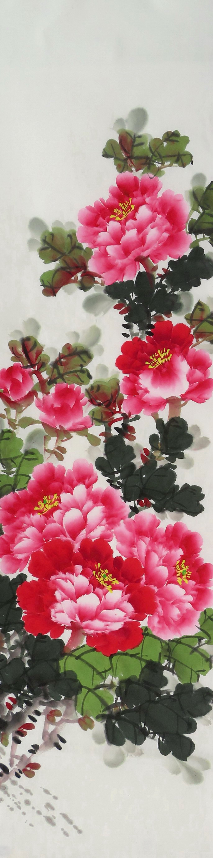 AB7081378富贵花开花鸟手绘四尺对开牡丹字画特价条幅风水国画