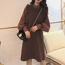 秋冬季新款 纯色衬衫 套装 chic两件套女复古木耳边针织马甲连衣裙