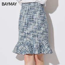 BAYMAY高腰半身裙2018秋装新款韩版女装修身显瘦气质百搭鱼尾裙子图片