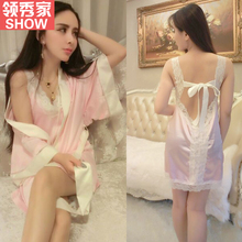 夏冰丝 女士性感睡衣网纱情趣内衣吊带诱惑睡裙睡袍真丝两件套薄款