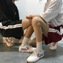 ins五分裤女宽松bf学生hiphop情侣裤子韩版嘻哈串标运动短裤春夏