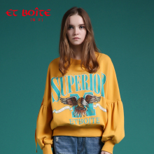 Et Boite/法文箱子秋季新款印绣花鷹字母图案上衣卫衣女E182C224图片