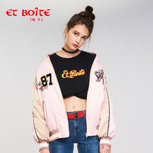 Et Boite/法文箱子秋冬时尚图案短款插肩袖棉服外套女E182K015图片