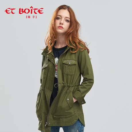 Et Boite/法文箱子秋季时尚镶钻收腰外套女韩版E162Z001商品大图