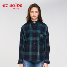 Et Boite/法文箱子格子衬衫女长袖系带休闲衬衣秋新款 E182S003图片