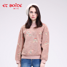 Et Boite/法文箱子保暖加厚毛毛绣花上衣卫衣女秋冬新品E172C227图片