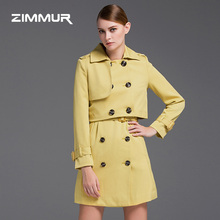 秋冬英伦风两件套加厚黄色风衣高腰短外套修身 背心裙 ZIMMUR女装