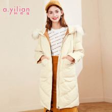 阿依莲2018年冬季新品时尚修身廓型羽绒服女中长款图片