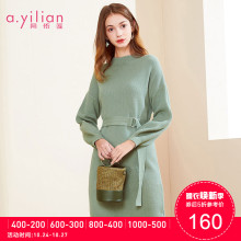 阿依莲2018冬季新款针织圆领百搭长款显瘦时尚减龄毛织打底连衣裙图片