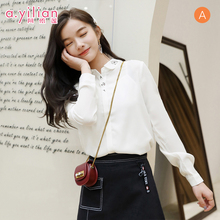 气质淑女纯色洋气韩版 时尚 阿依莲2019春季新款 百搭衬衣