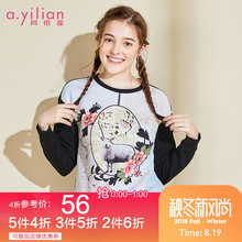 阿依莲2018秋季新款时尚可爱短款卫衣女休闲百搭印花上衣学生图片