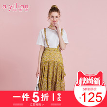 阿依莲2018夏季新款淑女田园风花色背带裙时尚甜美无袖连衣裙子图片