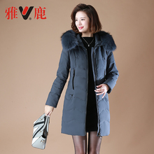 雅鹿高档时尚女装羽绒服羽绒外套中长款妈妈装保暖加绒新款潮流图片