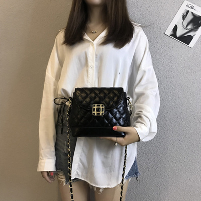小香风 小包包女2018新款潮韩版百搭菱格斜挎包迷你ins超火链条包