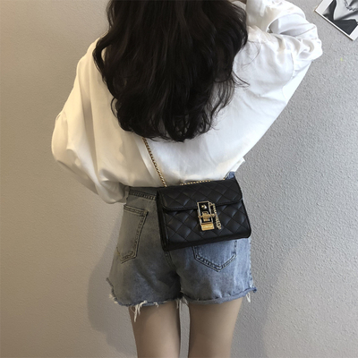 包包女2018新款潮韩版百搭菱格链条包单肩斜挎包时尚简约迷你女包