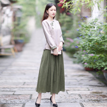 伶俐柠檬70660原创自制复古中国风女装文艺范半身裙中长款冬图片