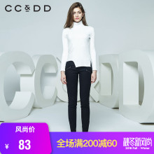 CCDD冬装新品专柜正品时尚气质高领不规则长袖针织衫女白色图片