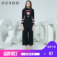 CCDD2018春装新品专柜正品修身显瘦半高领条纹针织衫女套头毛衫图片