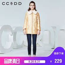 CCDD冬装新款专柜女波点印花直筒羽绒服带毛领加厚保暖上衣图片