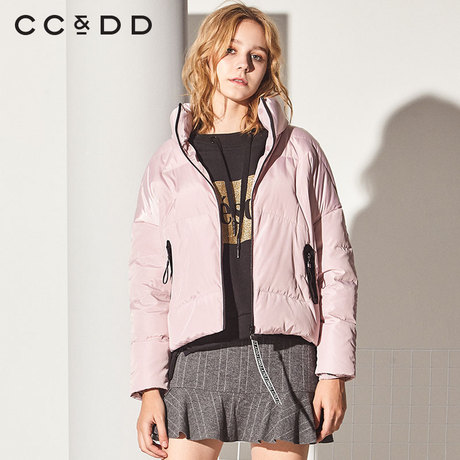 CCDD2018冬装新品专柜正品时尚修身立领短款羽绒服女保暖长袖外套商品大图