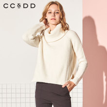 CCDD2018冬装新品专柜正品时尚韩版修身高领毛衣女长袖套头针织衫图片