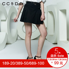 CCDD2018夏装新品专柜正品时尚韩版黑色显瘦半身裙女短裙百褶裙潮图片