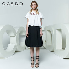 CCDD2018夏装新品专柜正品学院风宽松不规则套头短袖白衬衫女上衣图片