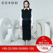 CCDD2018春装新品专柜正品时尚个性无袖毛衫连衣裙女中长款韩版图片