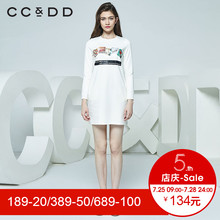 CCDD冬装新品专柜正品气质淑女印花圆领长袖t恤中长款上衣图片